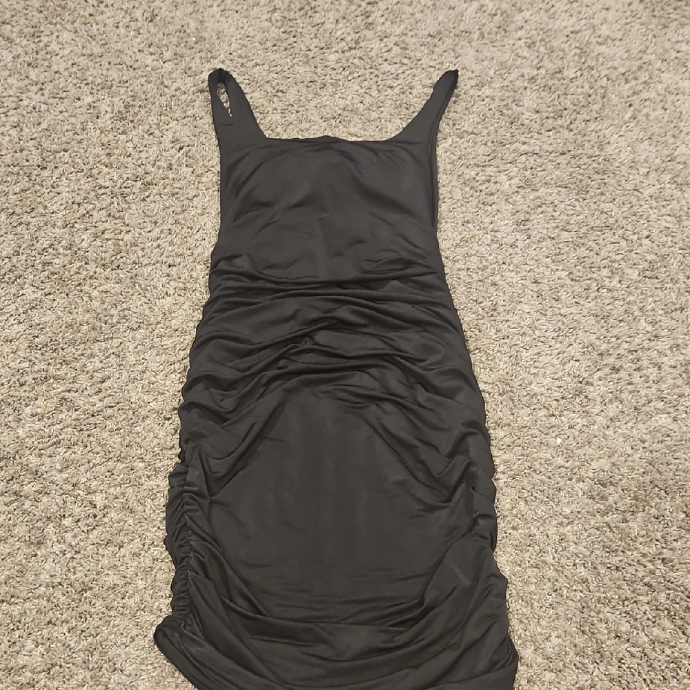 Elegant Black Ruched Dress